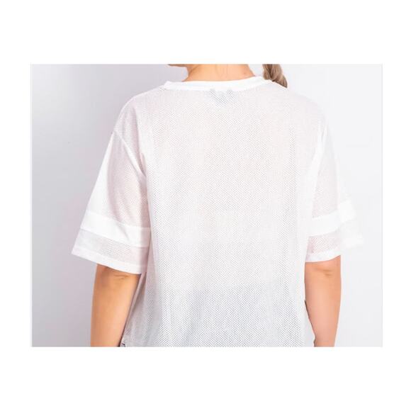 Bebe Sport Crop Top Relaxed Fit Black Shirt Spellout Logo Mesh Panel Size Medium - Picture 8 of 15